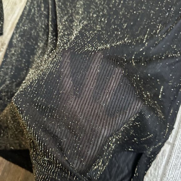 2/$18 SALE! Vintage Impressions Semi Sheer Shirt Womens Metallic Gold Black USA - Picture 7 of 8